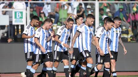 Festejo de la Selección argentina ante Bolivia por las Eliminatorias. Foto: Telam.