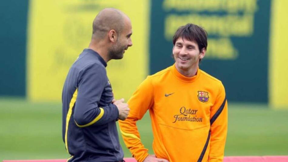 Pep Guardiola y Lionel Mess, foto NA