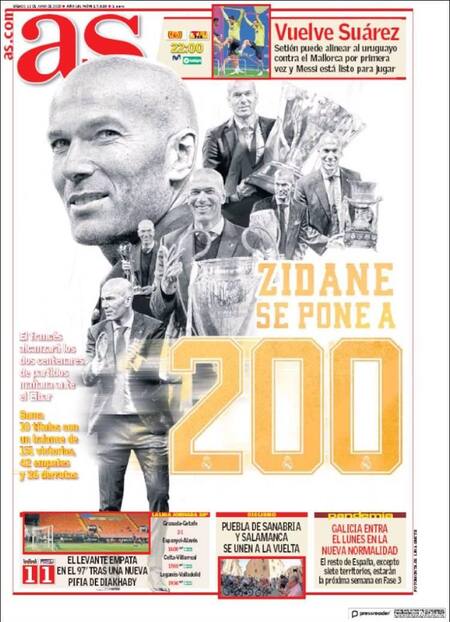 Tapas de diarios, AS, sábado 13 de junio de 2020