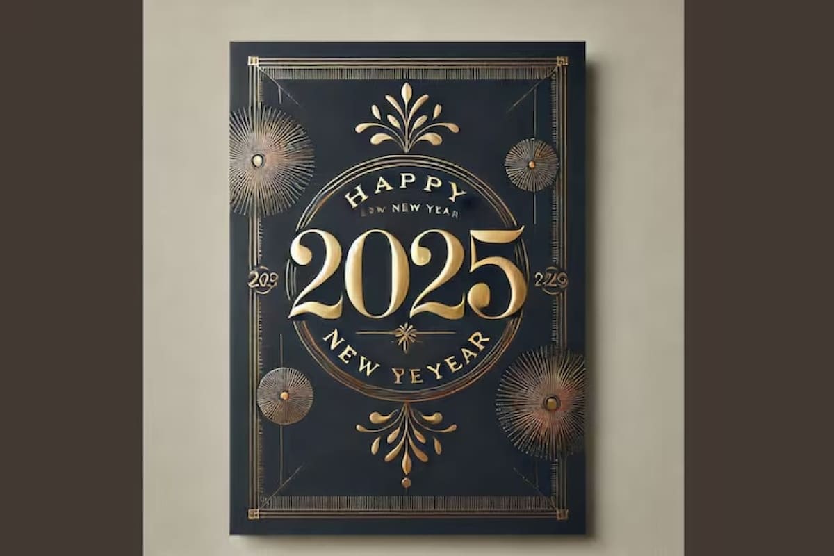 Tarjeta de Año Nuevo hecha con inteligencia artificial. Foto: ChatGPT.