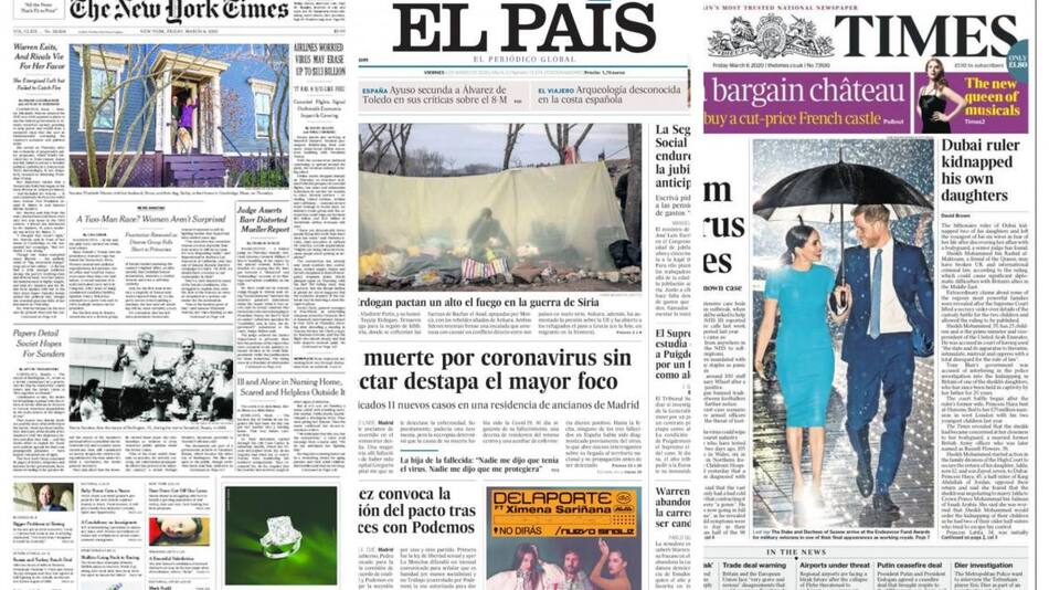 Tapa de diarios, viernes 6 de marzo de 2020