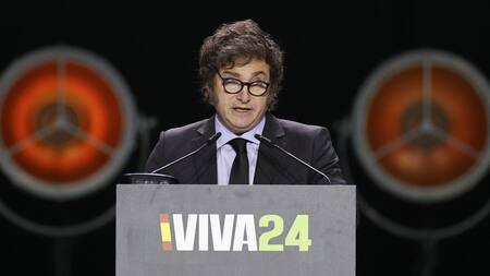Javier Milei en su discurso en Europa Viva 2024, evento organizado por Vox. Foto: EFE.