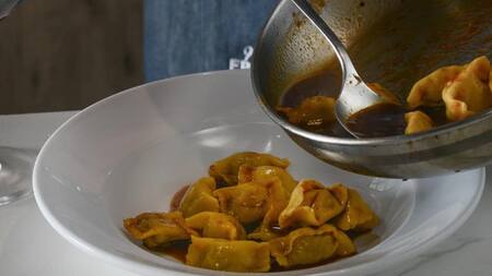 Un plato de agnolottis en Cucina Paradiso, el restaurante de Donato de Santis.