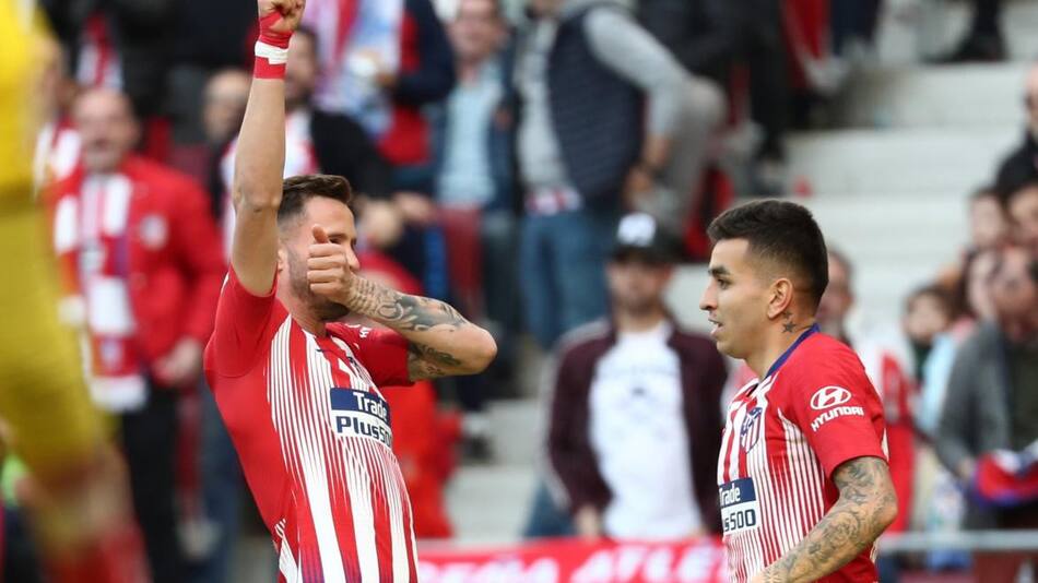 Festejo de Saul Niguez en la victoria del Atlético Madrid ante Leganes (Reuters)