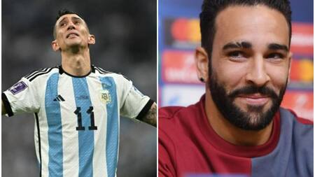 Di María y Adil Rami. Fotos: NA.