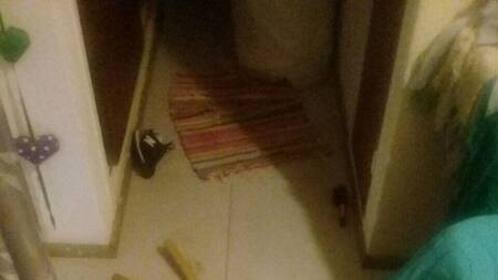 Mujer corta genitales