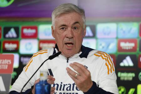 Conferencia de prensa de Carlo Ancelotti en el Real Madrid. Foto: EFE.