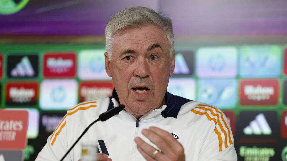Conferencia de prensa de Carlo Ancelotti en el Real Madrid. Foto: EFE.