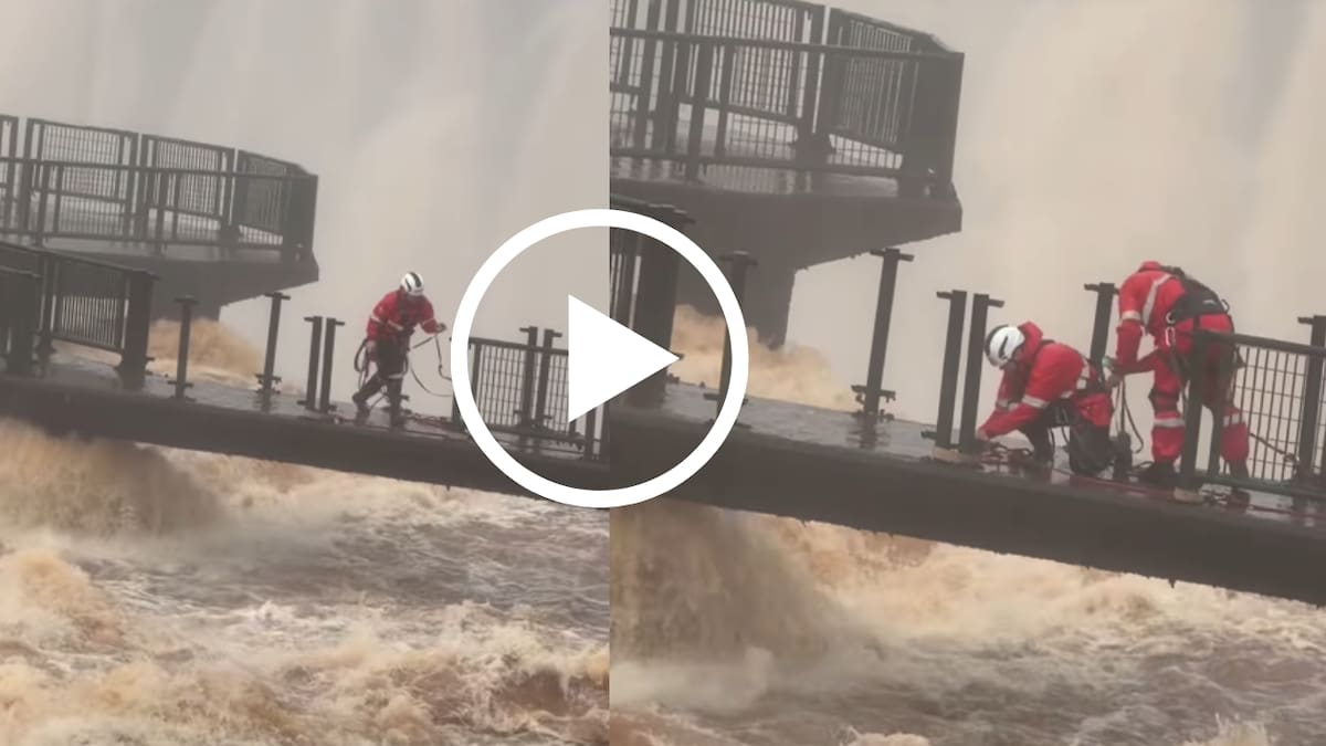 Video: desmontan la pasarela de las Cataratas Del Iguazú del lado de Brasil por una fuerte crecida