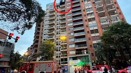 Edificio de Córdoba desde donde se tiró un estudiante al incendiarse su departamento. Foto: Gentileza Cadena 3.