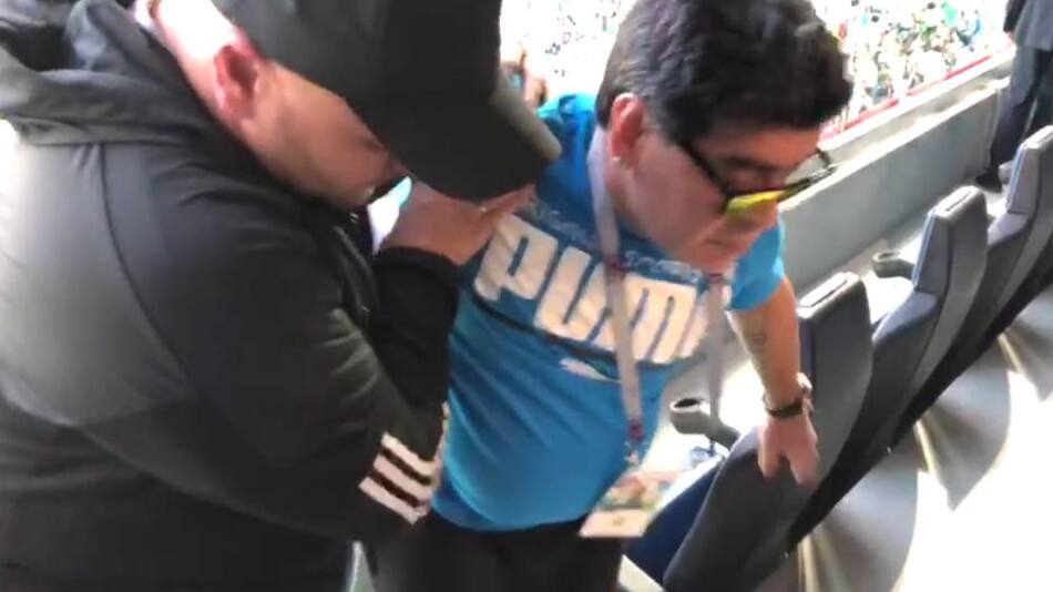 Diego Maradona descompensado en el Mundial Rusia 2018