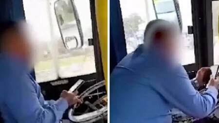 Colectivero manejaba usando su celular. Foto: captura de video.