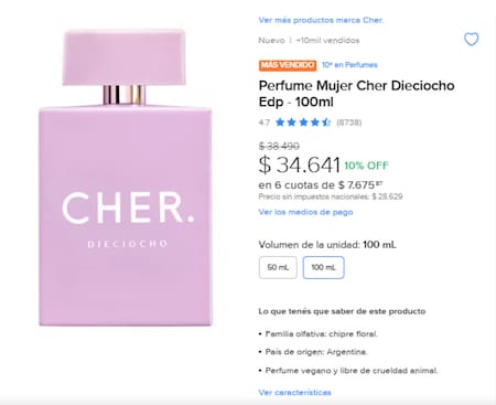 Perfumes nacionales que son dupes de importados. Foto Mercado Libre