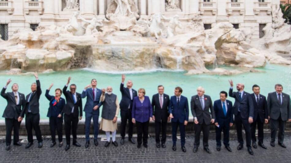G20, Líderes mundiales en Fontana de Trevi, Roma, NA