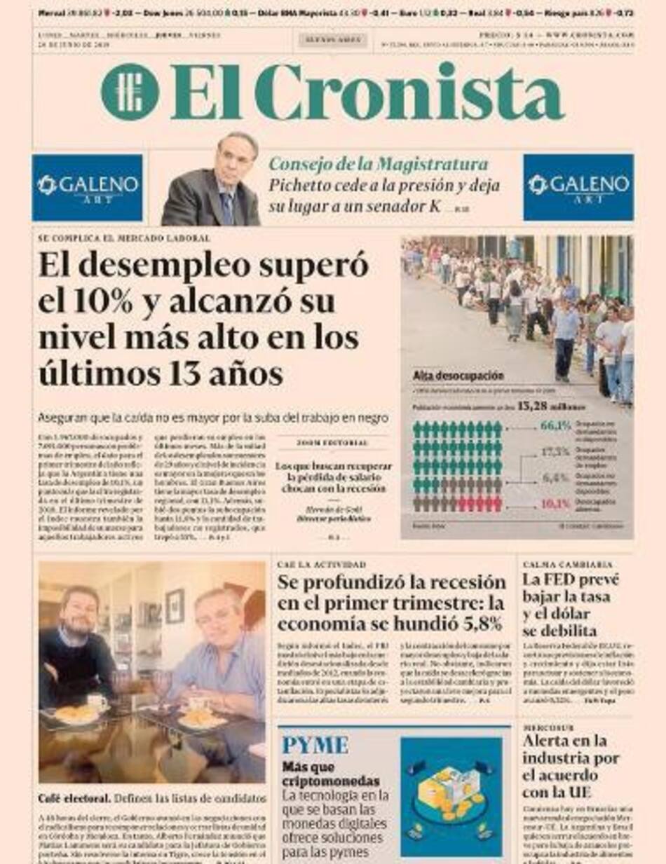 Tapas de diarios - El Cronista jueves 20-06-19