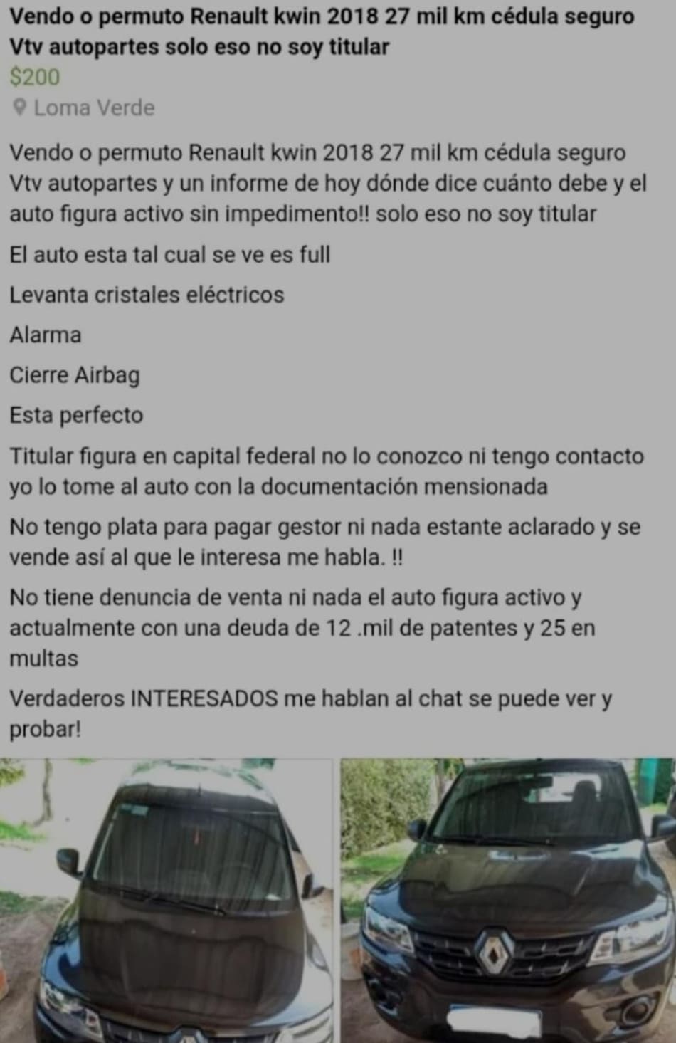 Robaron su auto y lo recuperó al enterarse que lo vendían en Internet