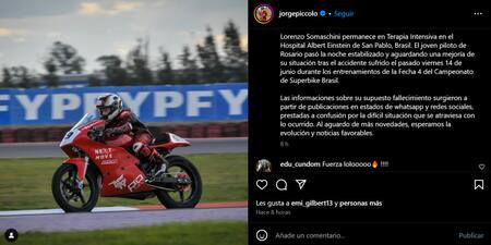 Parte médico de Lorenzo Somaschini. Foto: captura