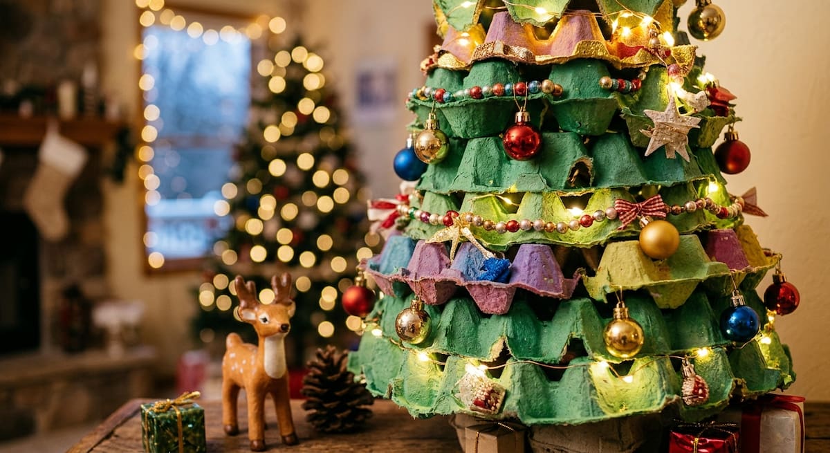 El cartón de huevos que ibas a tirar puede convertirse en un original árbol de Navidad