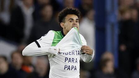 El emotivo festejo de Luis Díaz. Foto: Reuters.