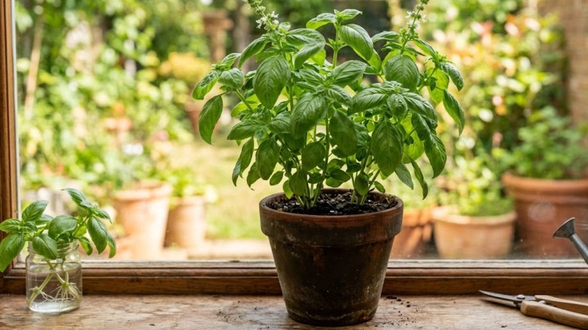 Si comprás albahaca fresca para cocinar, guardá algunos tallos para multiplicarla en casa (Foto Gemini)