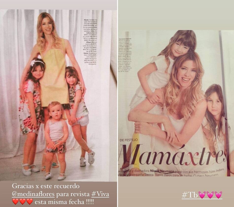 Las publicaciones de Nicole Neumann por el Día de la Madre. Fotos: Instagram @nikitaneumannoficial.