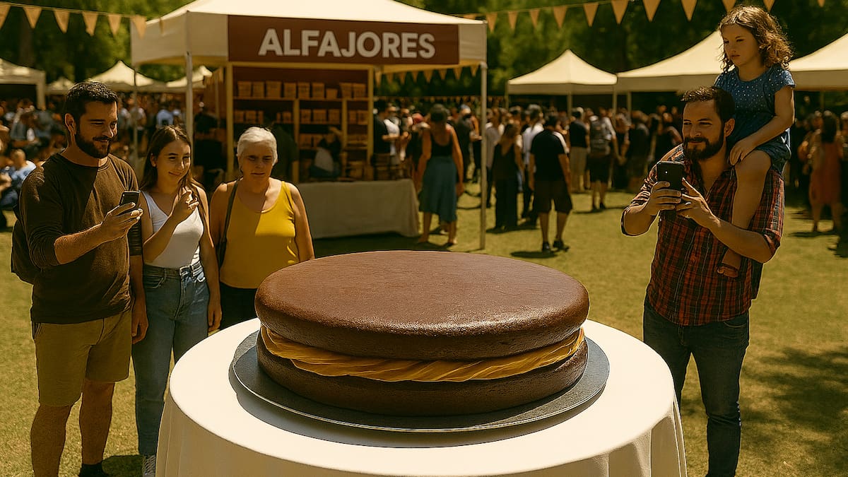 Fiesta del Alfajor en Lobos con el alfajor gigante.