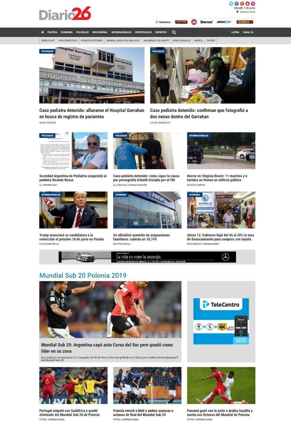 Tapas de diarios - Diario 26 sábado 1-06-19