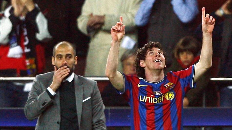 Pep Guardiola y Lionel Messi. Foto: Reuters