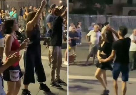 Los italianos se divirtieron en la noche de Italia al ritmo de Naila Molina. Foto: captura de pantalla.