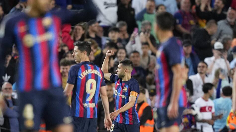 Festejo del Barcelona ante el Osasuna por La Liga. Foto: EFE.