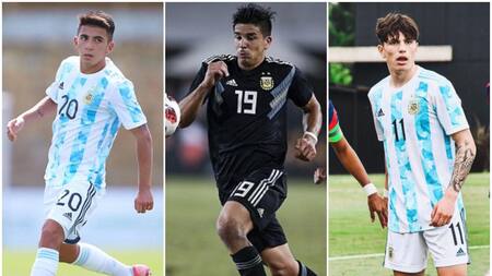 Thiago Almada, Giovanni Simeone y Alejandro Garnacho.