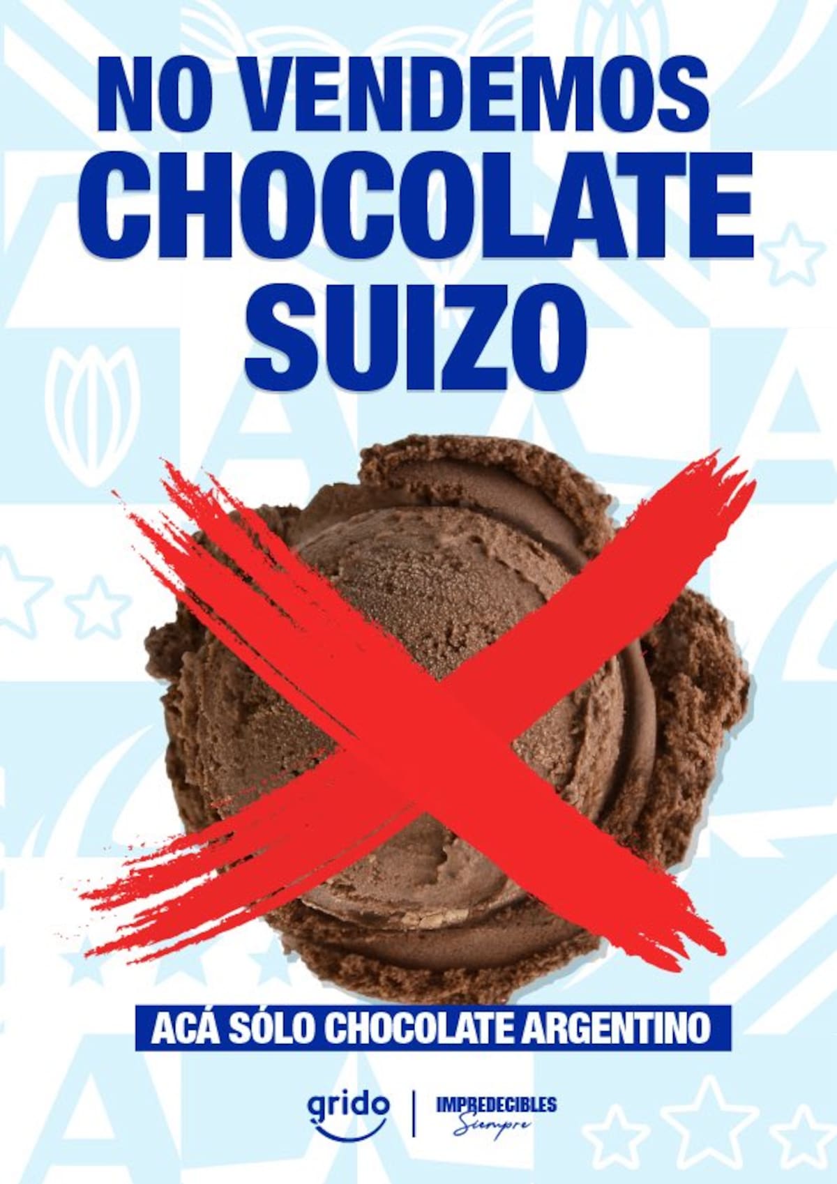 Algunas heladerías retiraron temporalmente el gusto chocolate suizo de sus cartas y lo reemplazaron por carteles alusivos al cruce entre Argentina y Suiza por los cuartos de final del Mundial 2026.