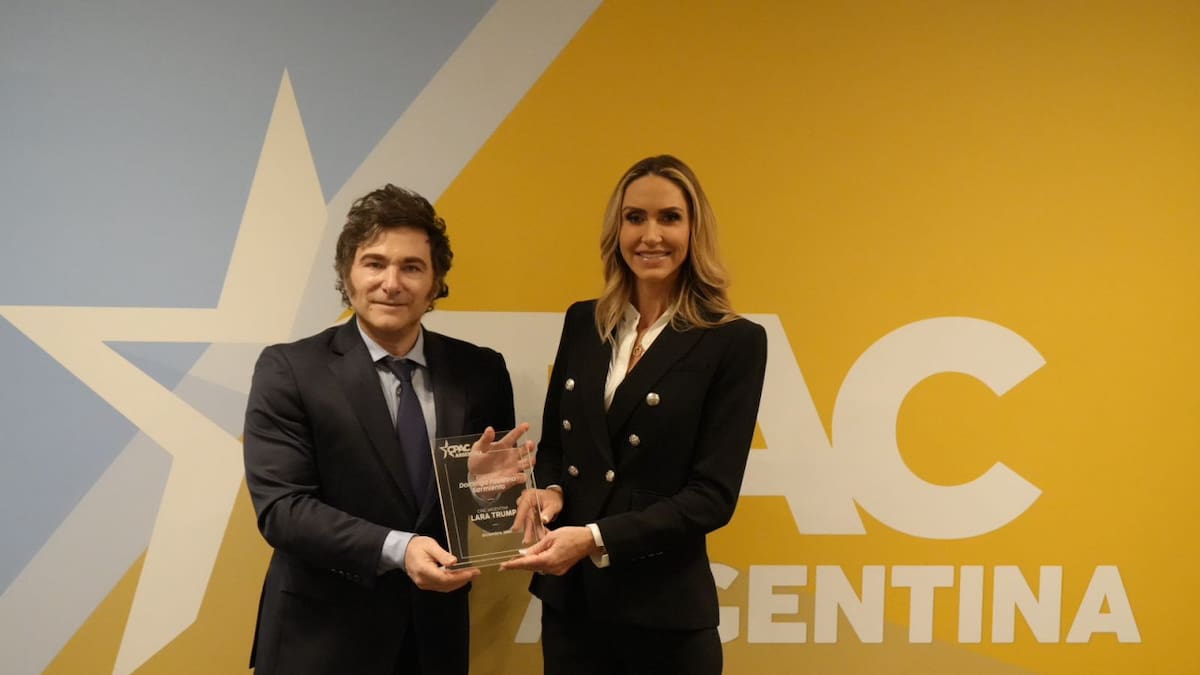 Javier Milei junto a Lara Trump en la previa de la CPAC Argentina. Foto: Presidencia.