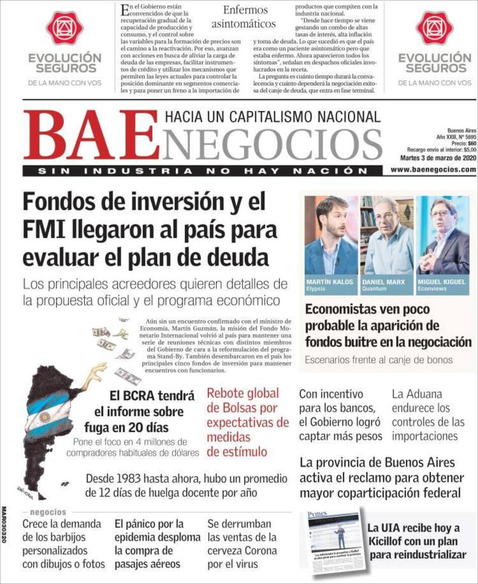 Tapas de diarios, BAE, martes 3 de marzo de 2020