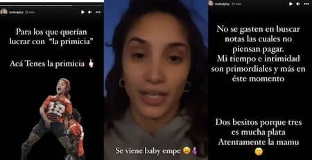 Las historias de Melody Luz expresando su enojo. Fotos: Instagram.