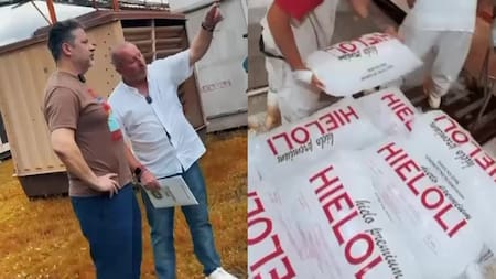 Gustavo Menéndez visitó la fábrica de hielo Hieloli.