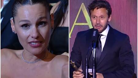 Pampita y Benjamín Vicuña en los Martín Fierro de Moda. Fotos: captura América TV.