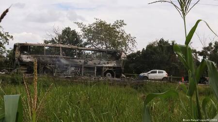 Así quedó el micro en Veracruz.