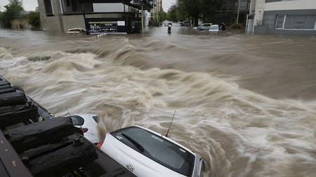 Inundaciones por el temporal en Bahía Blanca. Foto: EFE/Pablo Presti.