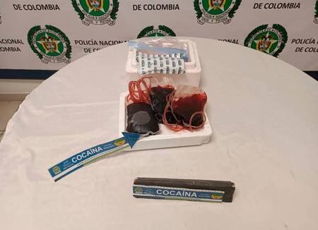 Cocaína en bolsas de sangre. Fuente: Policía Nacional
