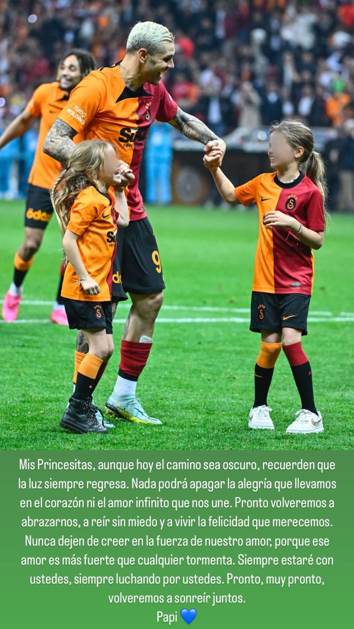 Una nueva historia de Mauro Icardi con sus hijas. Foto: Instagram.