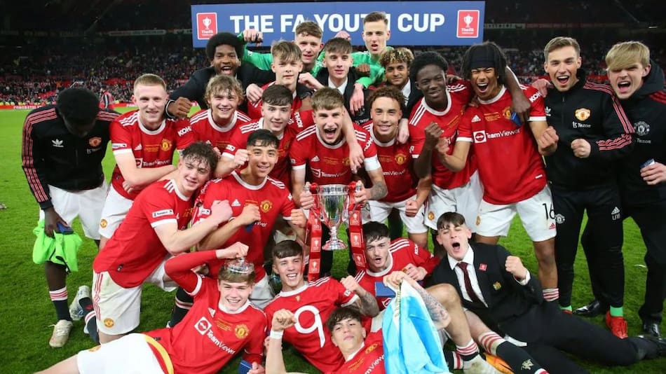 Festejo de Alejandro Garnacho en la final de la FA Youth con el Manchester United.