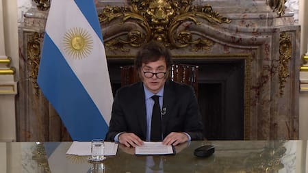 Cadena Nacional del Presidente Javier Milei. Foto: Captura de X/ @OPRArgentina
