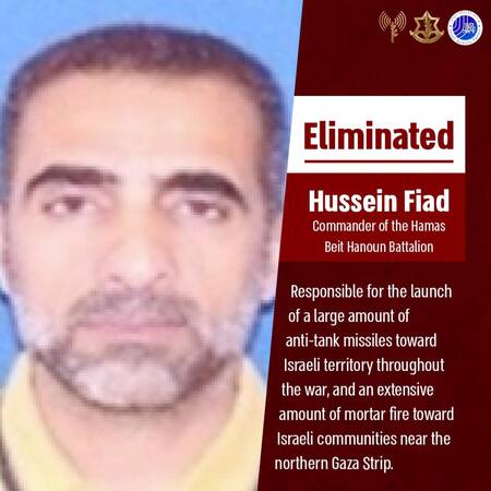 Israel informó el asesinato de Hussein Fiad, alto mando de Hamás. Foto: X @IDF