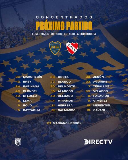 Los convocados para enfrentar a Independiente. Foto: Prensa Boca.