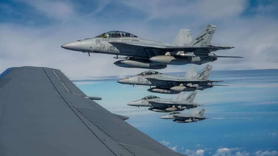 Aviones militares en el ejercicio de combate aéreo Bamboo Eagle 25-1. Foto: Comando de combate aéreo de EEUU