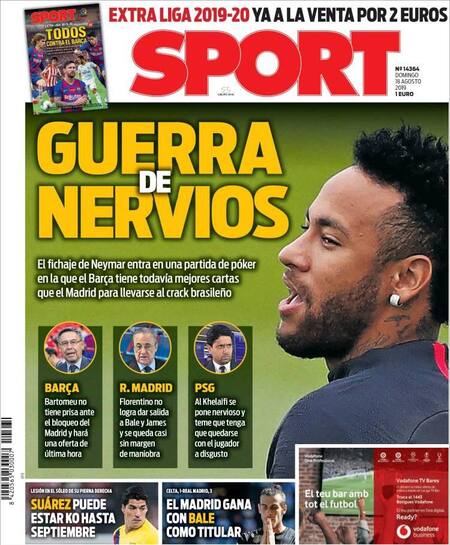 Tapas de diarios, Sport, domingo 18-08-19