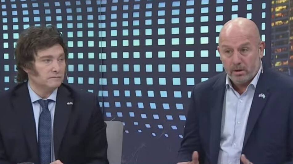 Waldo Wolff junto a Javier Milei en un programa de televisión. Foto: Captura de video.
