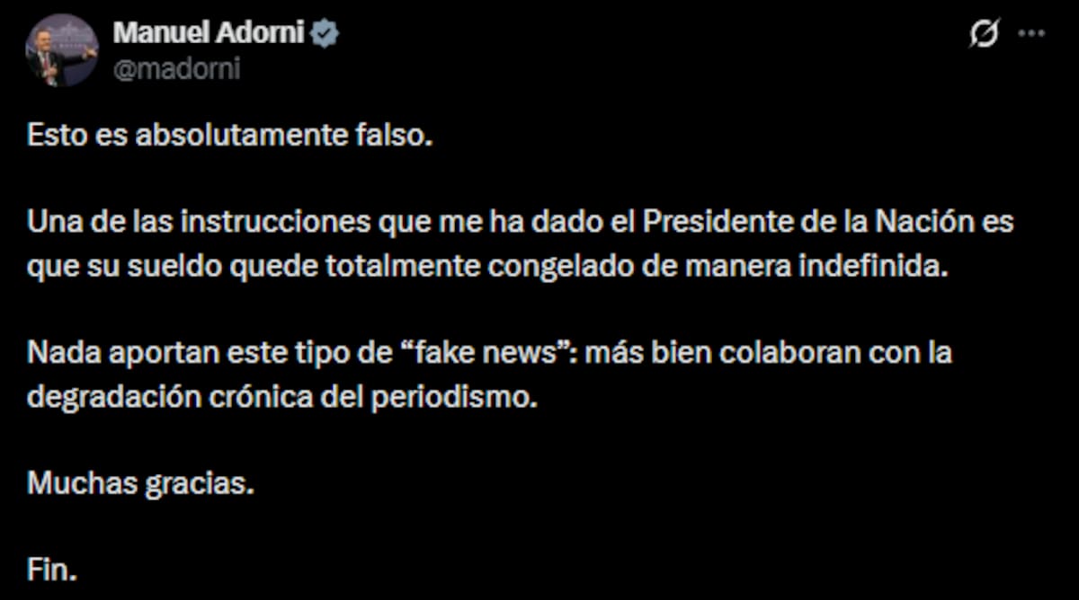 El mensaje de Manuel Adorni.