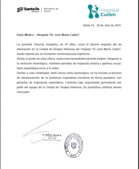 Parte médico de la Locomotora Oliveras